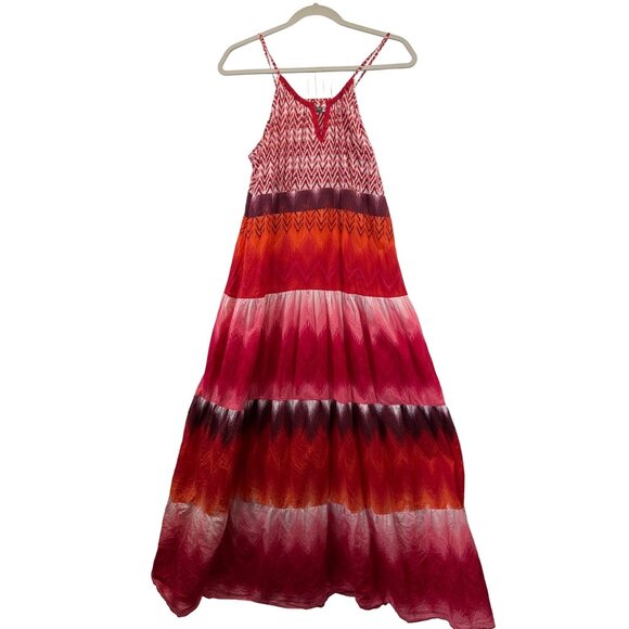 Earthbound Trading Company Dresses & Skirts - Earthbound Trading Maxi Dress L Red Ombre Southwest Boho Cruise Resort Festival